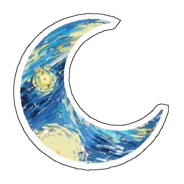 Van Gogh Moon Sticker