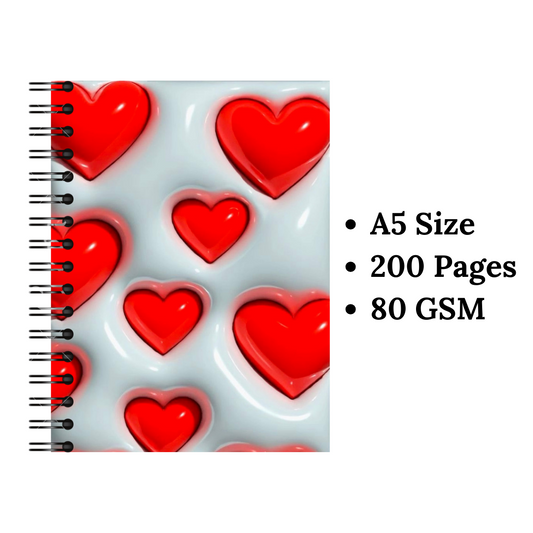 3D Hearts Red Wiro Notebook